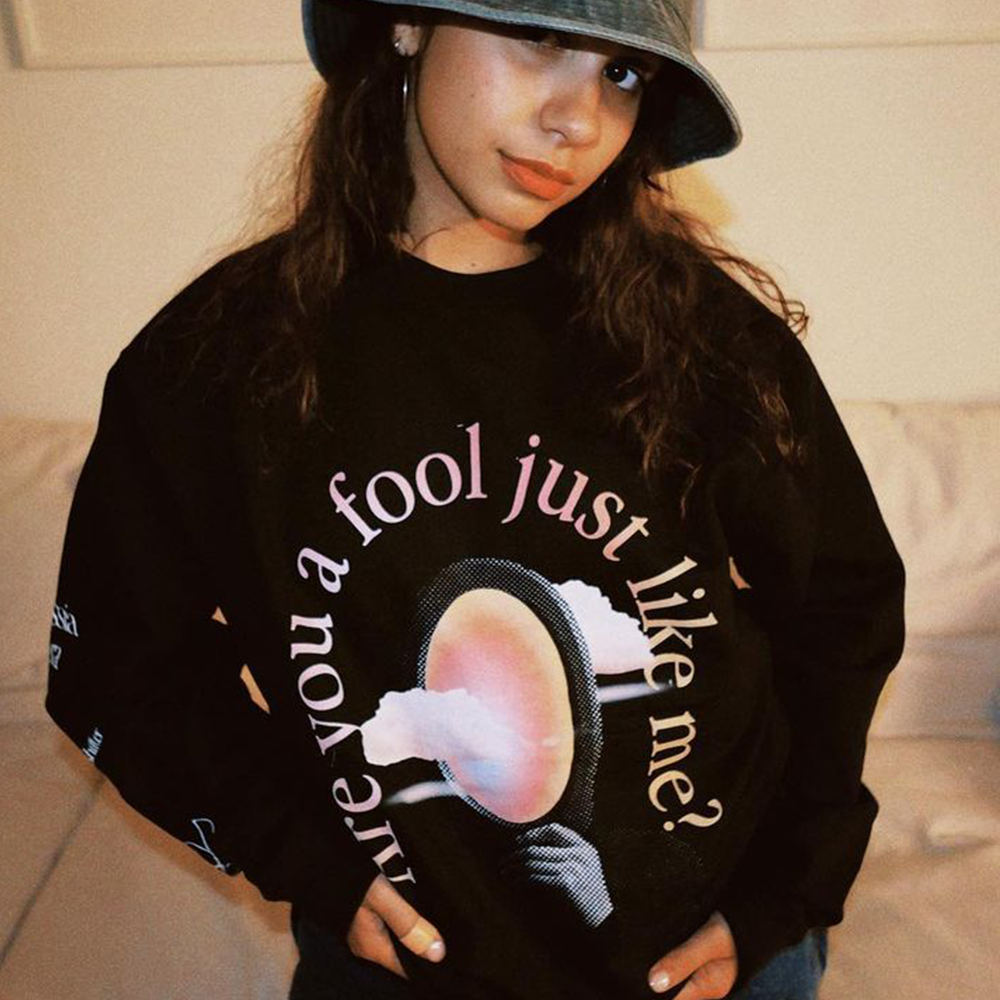 'Are You A Fool' Black Crewneck Model