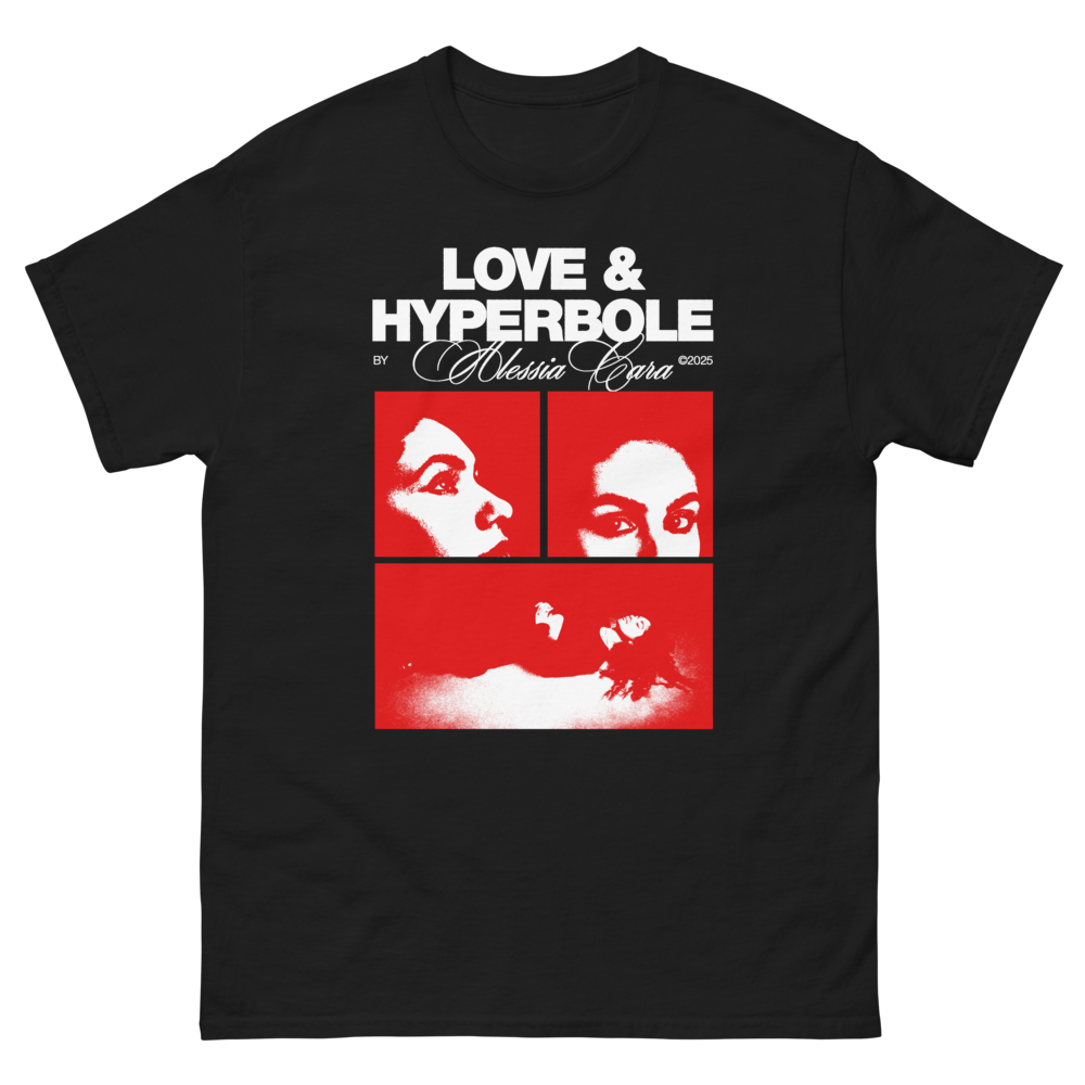 Love & Hyperbole Photo T-Shirt on Black Front